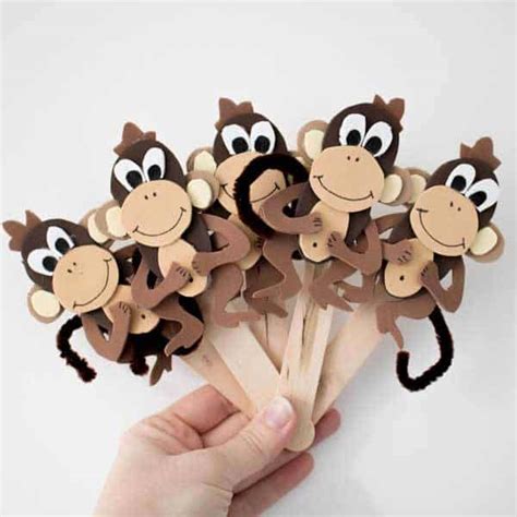 Finger Puppets Set, Five Little Monkeys Jumping On The Bed With Mommy ...