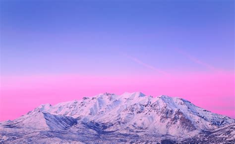 Mount Timpanogos Pink Sunset, mountain covered by snow wallpaper United States #Utah #Mount # ...