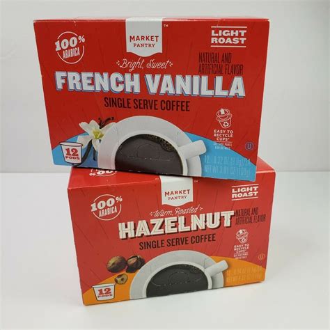 2 Boxes Market Pantry Coffee Single Serve Pods French Vanilla Hazelnut ...