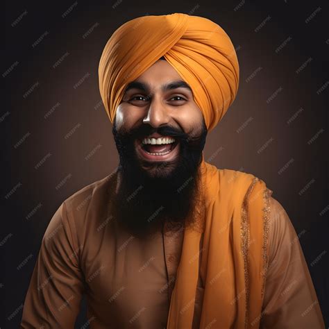 Premium AI Image | Capturing Happiness Turbaned Sikh in Traditional ...