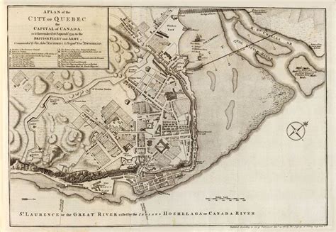 Old Map of Quebec City and fortifications, Canada 1759 | Quebec city ...