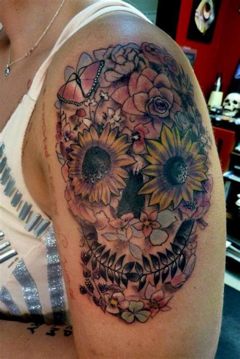 Day of the Dead flower skull by Mully : Tattoos