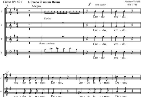 1. Credo in unum deum (choral score) (RV 591) - Antonio Vivaldi | Sheet music to download