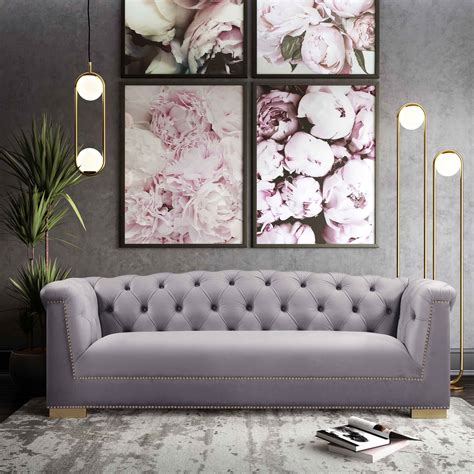 Gray Velvet Sofa | Baci Living Room