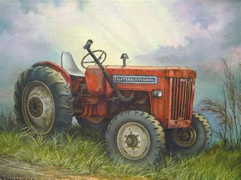 Old International Farm Tractor Painting by Vivian Eagleson