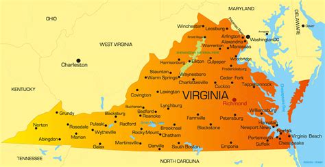 Map Of Virginia Showing Richmond - Florri Anna-Diana