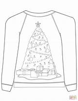 Christmas Ugly Sweater With Tree Motif coloring Page  Free sketch template