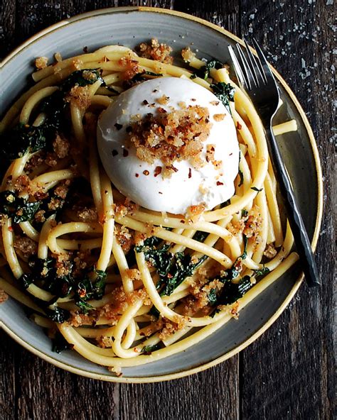 Bucatini Pasta with Burrata & Fried Breadcrumbs - The Original Dish