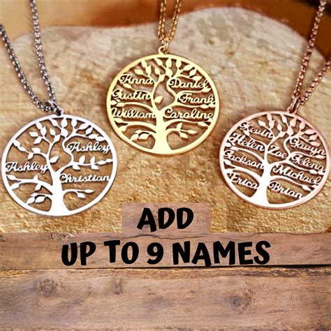 Personalized Family Tree Name Necklace in 2020 | Family tree necklace ...