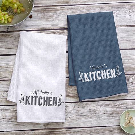 Her Kitchen Personalized Waffle Weave Kitchen Towel