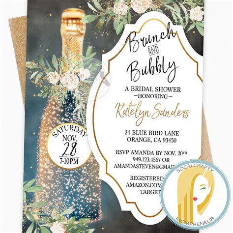 Brunch and Bubbly Bridal Shower Invitation / Champagne | Etsy | Bubbly bridal shower, Bridal ...