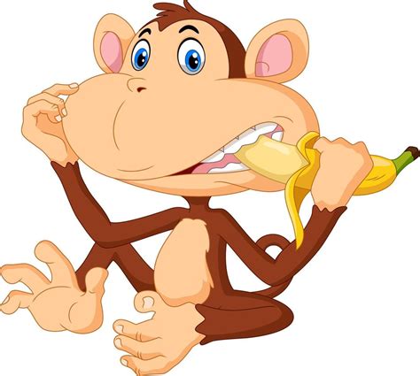 Cute monkey cartoon eat banana 10756899 Vector Art at Vecteezy