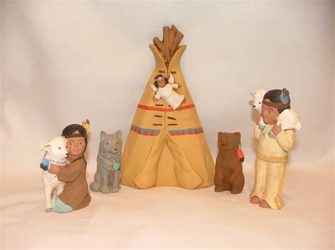 Ceramic Native American Indian Nativity Set 19 Pieces Rustic | Etsy