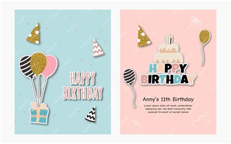 Premium Vector | A birthday greeting card set paper cut style