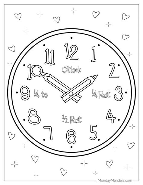 Clock Face Coloring Page