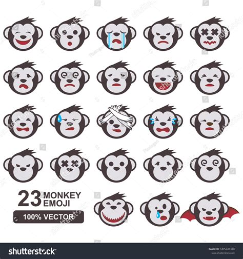 Monkey Head Cartoon Emoji Vector Set Stock Vector (Royalty Free) 1495441340 | Shutterstock