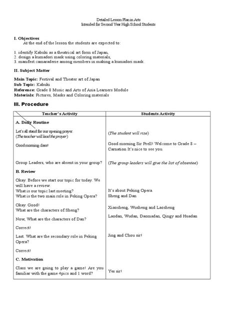 LESSON PLAN | Elementary lesson plan template, Lesson plans, Daily ...