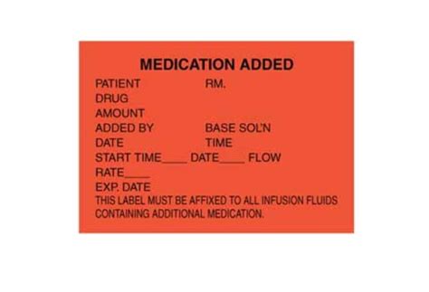 IV Label - Medication Added - 1-3/4" x 2-1/2"