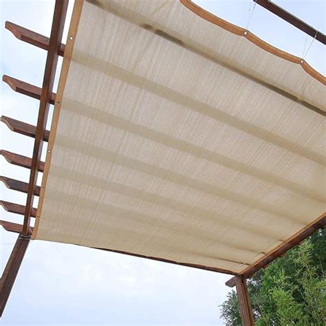 Home Pergola Shade Cover Sunblock Patio Canopy, Beige Rectangle HDPE Permeable Cloth With ...