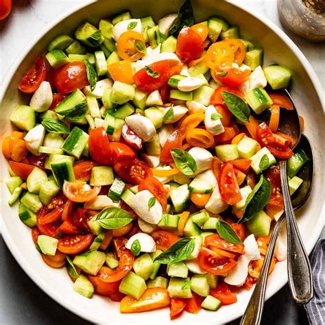 Tomato Cucumber Mozzarella Salad Recipe (Cucumber Caprese Salad)