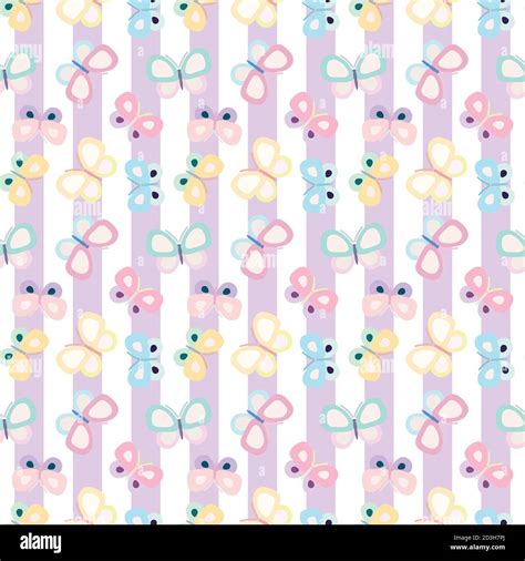 Vector pattern background with stripes and cute random pastel ...