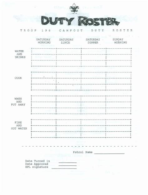 Duty Roster Template - Lopez