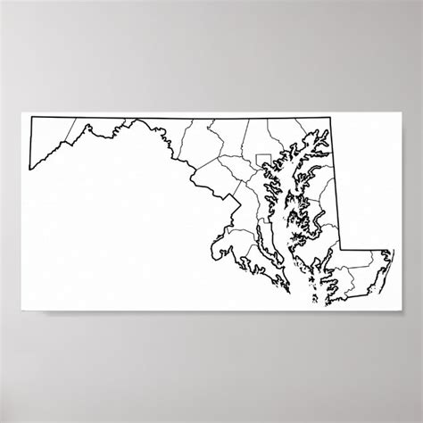 Maryland Counties Blank Outline Map Poster | Zazzle.com