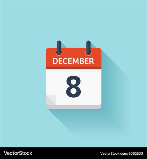 December 8 flat daily calendar icon date Vector Image