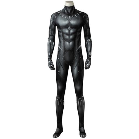 T'Challa Costume Black Panther Cosplay Black Jumpsuit