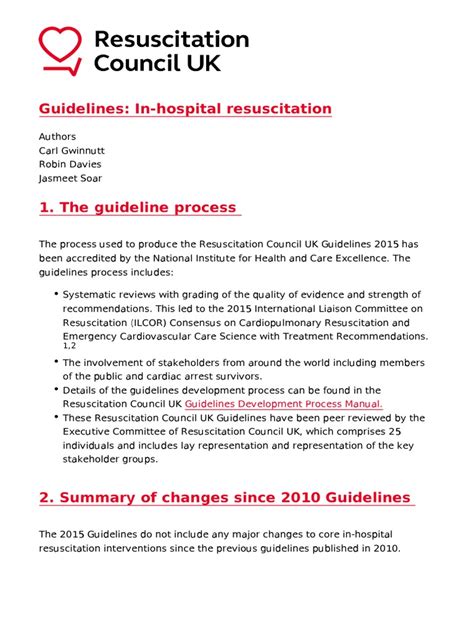 Guidelines - In-Hospital Resuscitation | PDF | Cardiopulmonary ...