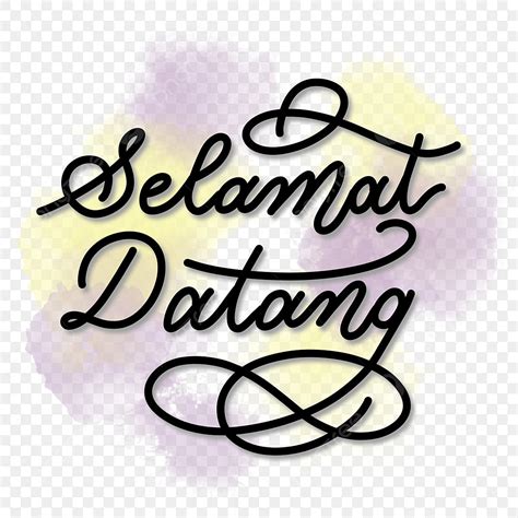 Selamat Datang PNG Picture, Selamat Datang Lettering With Watercolour Background, Selamat ...