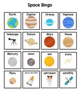 Outer Space Bingo by Piecefully Learning | Teachers Pay Teachers