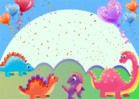 Cartoon Dinosaur Birthday Party Background, Happy Birthday, Happy Birthday Background, Dinosaur ...