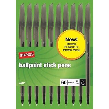 Staples Ballpoint Stick Pens, Medium Point, Black, 60/Pack (40813) | Staples®
