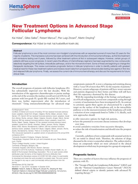 (PDF) New Treatment Options in Advanced Stage Follicular Lymphoma