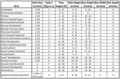 Nesting Box Dimensions & Hole Sizes