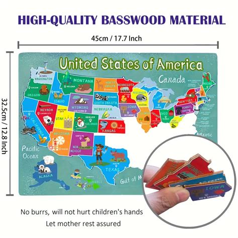 Wooden United States Map Puzzle Kids Learning Laser Cutting - Temu