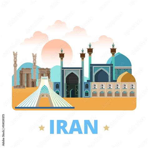 Iran country design template Flat cartoon style web vector vector de Stock | Adobe Stock