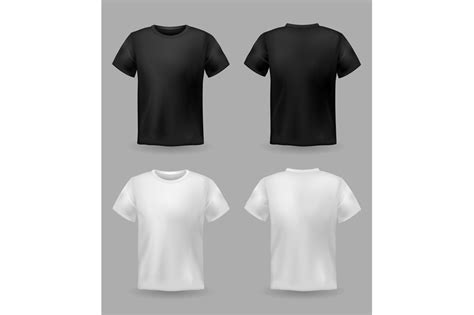 White and black t-shirt mockup. Sport blank shirt template front and b By YummyBuum | TheHungryJPEG