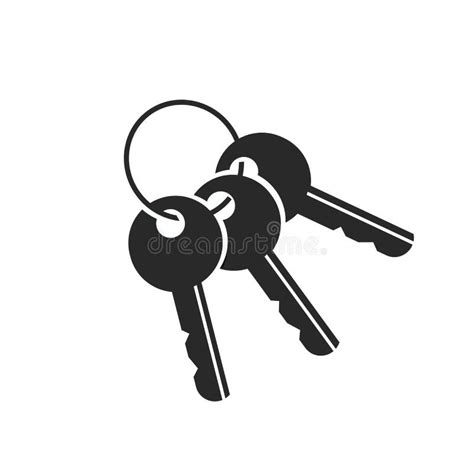 Keys Ring Bunch Icon Pictogram Black and White Shape Silhouette Isolated, Simple Minimal Cut Out ...