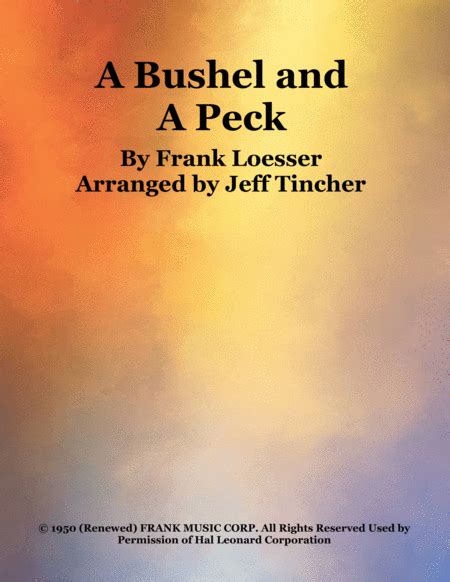 A Bushel And A Peck (arr. Jeff Tincher) by Frank Loesser Sheet Music for Piano & Vocal at Sheet ...