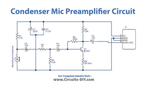 Condenser Mic Preamplifier Circuit Using BC547 Transistor, 46% OFF