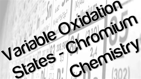 Variable oxidation states chromium chemistry - YouTube