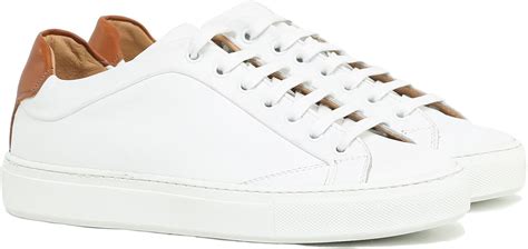 Sneakers Uomo in Pelle Stringata di Colore Bianco Scarpe Sportive Uomo ...