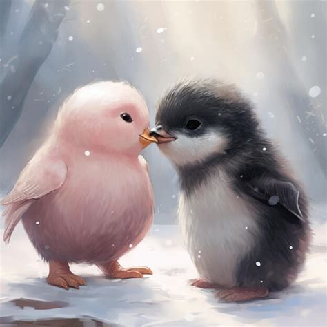 Premium AI Image | a picture of two birds with one being kissing.