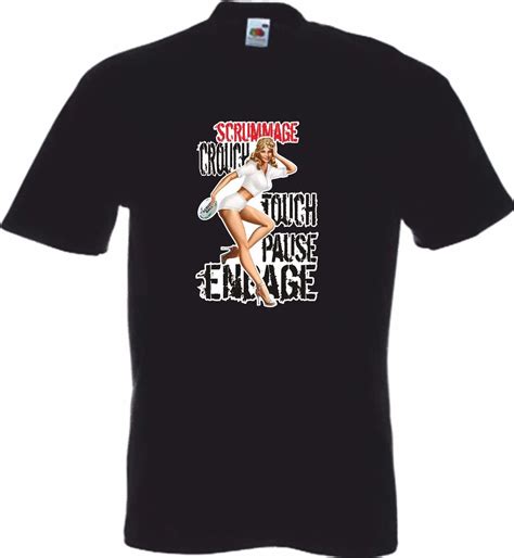 RUGBY RULES SCRUM T SHIRT SCRUMMAGE CROUCH TOUCH PAUSE ENGAGE PIN UP GIRL GIFT Cool Casual pride ...