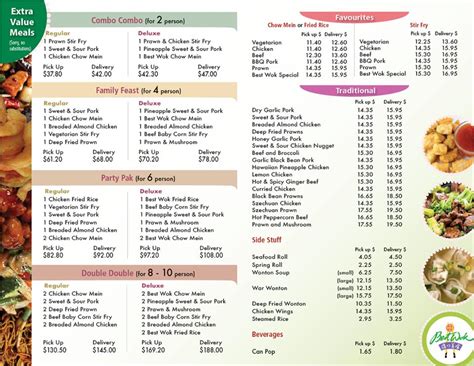 Menu at Best Wok restaurant, Campbell River