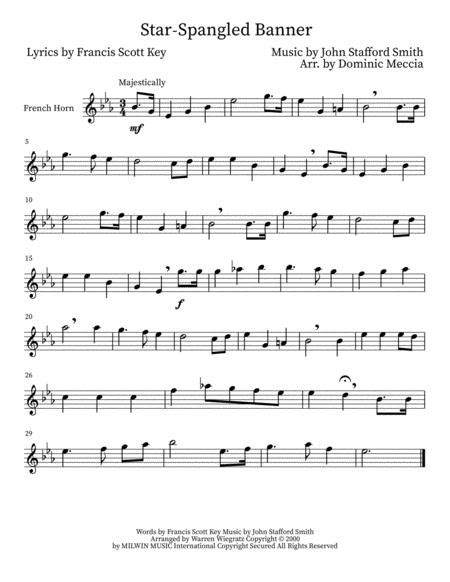 The Star Spangled Banner French Horn Music Sheet Download ...