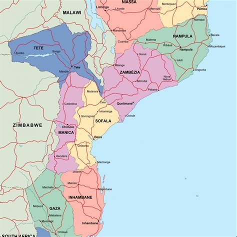 mozambique political map. Vector Eps maps. Eps Illustrator Map | Vector ...