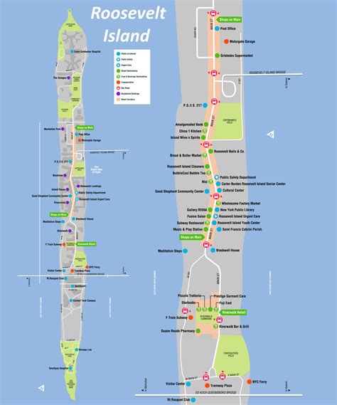 Roosevelt Island Sightseeing Map - Ontheworldmap.com